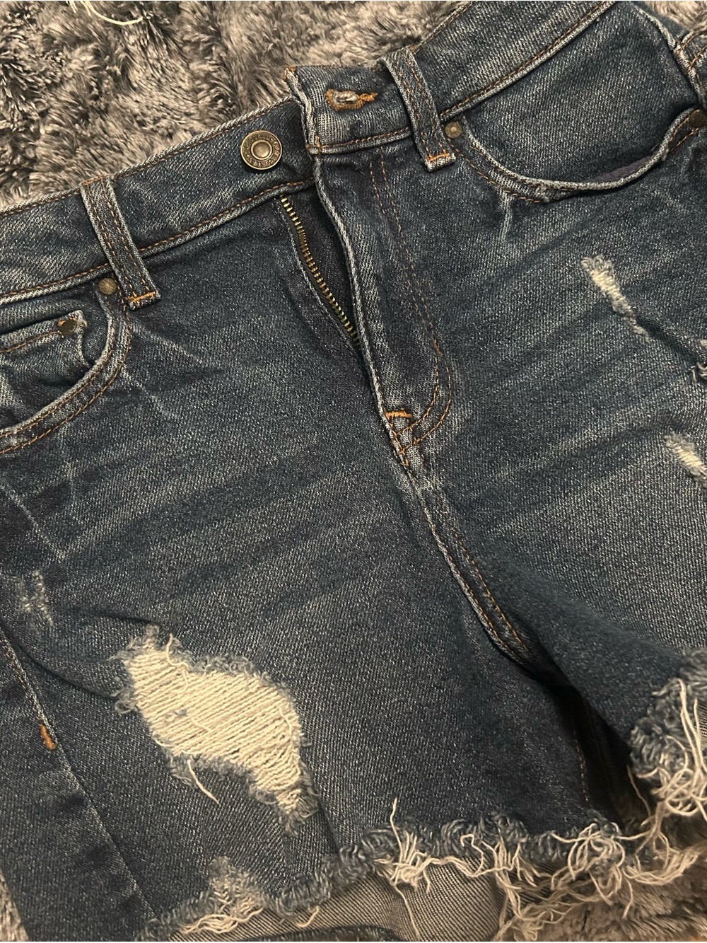 Guess Men’s Distressed Dark Blue Denim Shorts